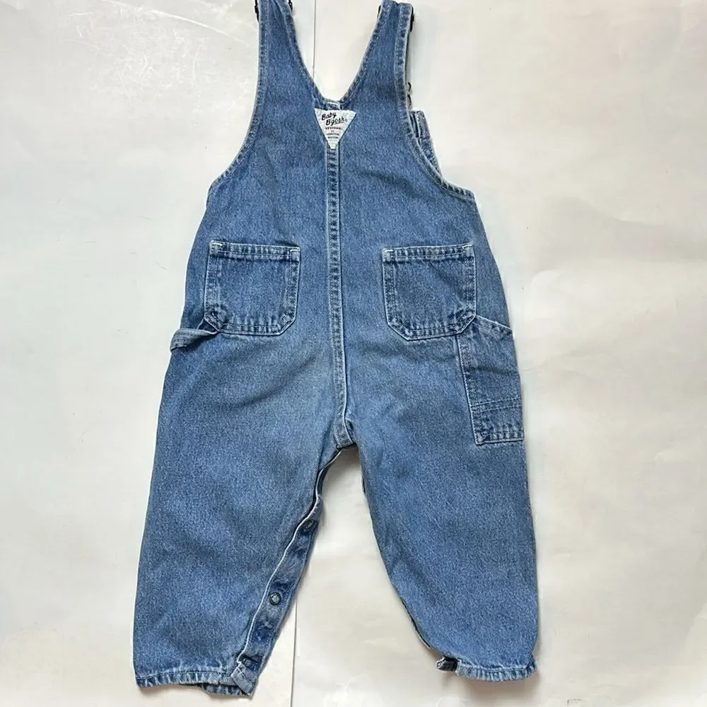 Vintage OshKosh B'Gosh bibs Overalls Toddler Size 24 M Distressed Faded Denim